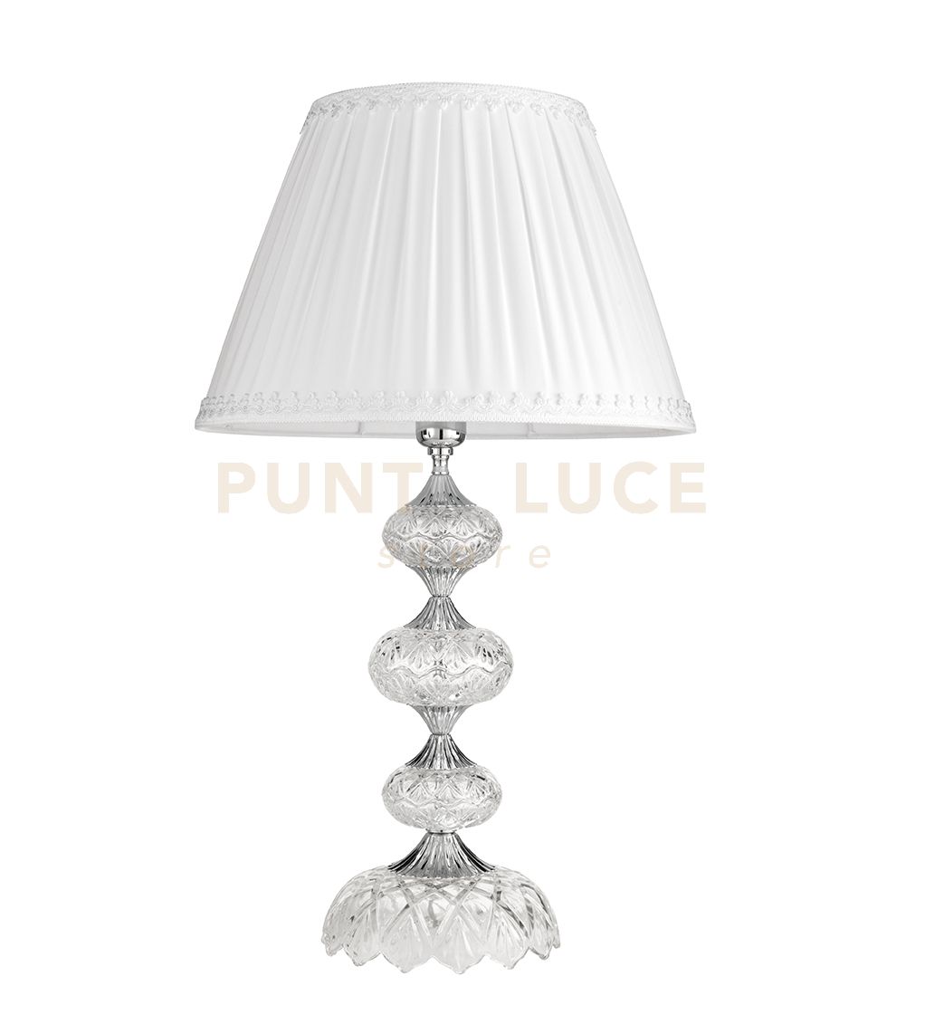 foto del prodotto lume g. dallas cromo e cristallo con paralume d.40cm 1 luce attacco e27