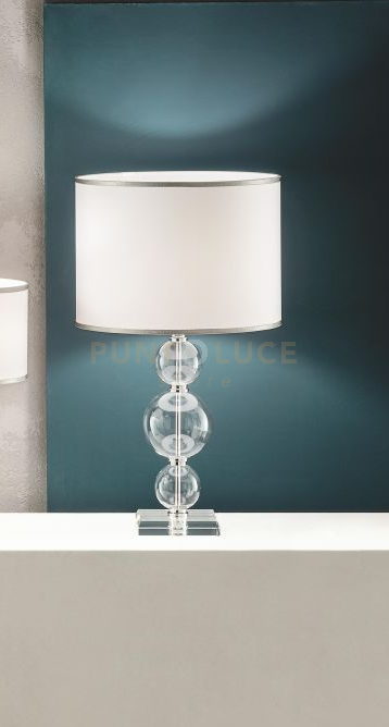 foto del prodotto lume grande in vetro lavorato a mano con finiture in metallo cromo lg.tebe cr