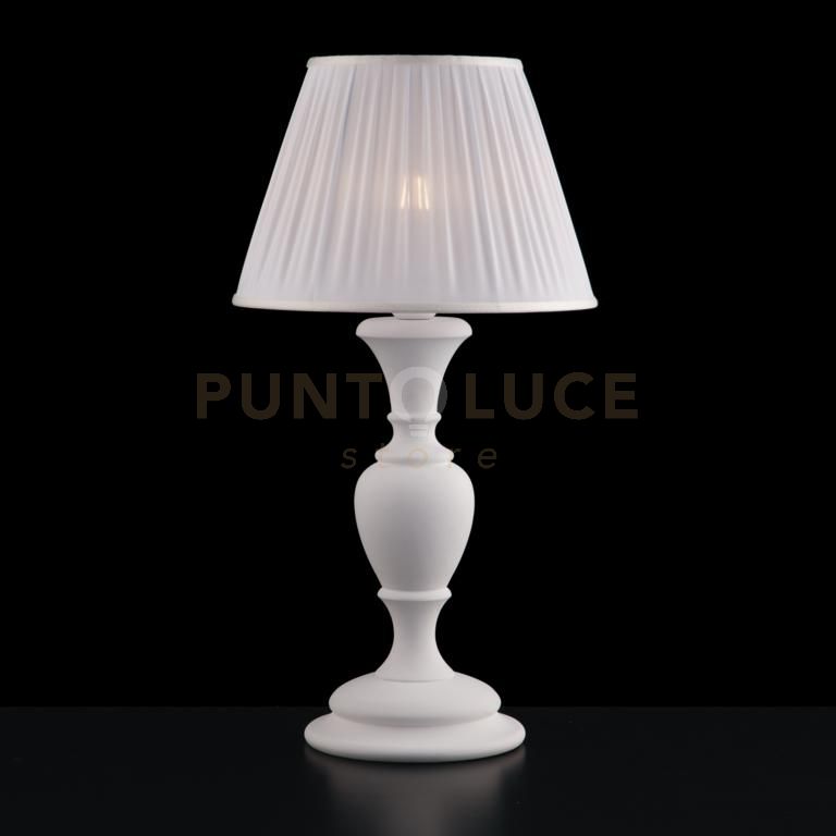 foto del prodotto lume in legno bianco shabby 1 luce con paralume dm.35 fiorenza