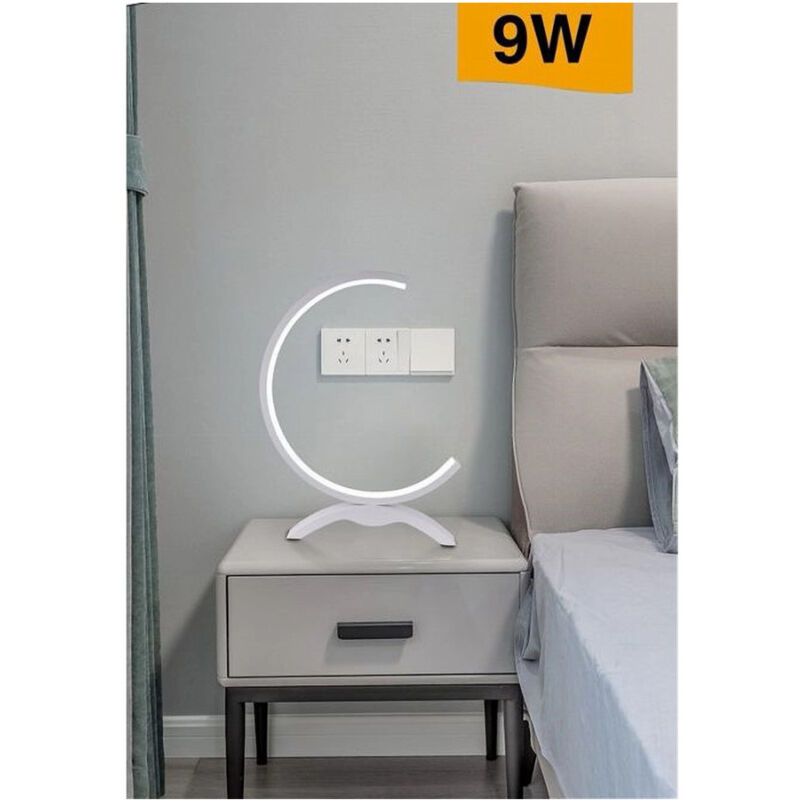 foto del prodotto lume led 9w lampada tavolo abat jour stilizzata bianco luce 3000k 6500k 4000k d30 bianco freddo trade shop traesio