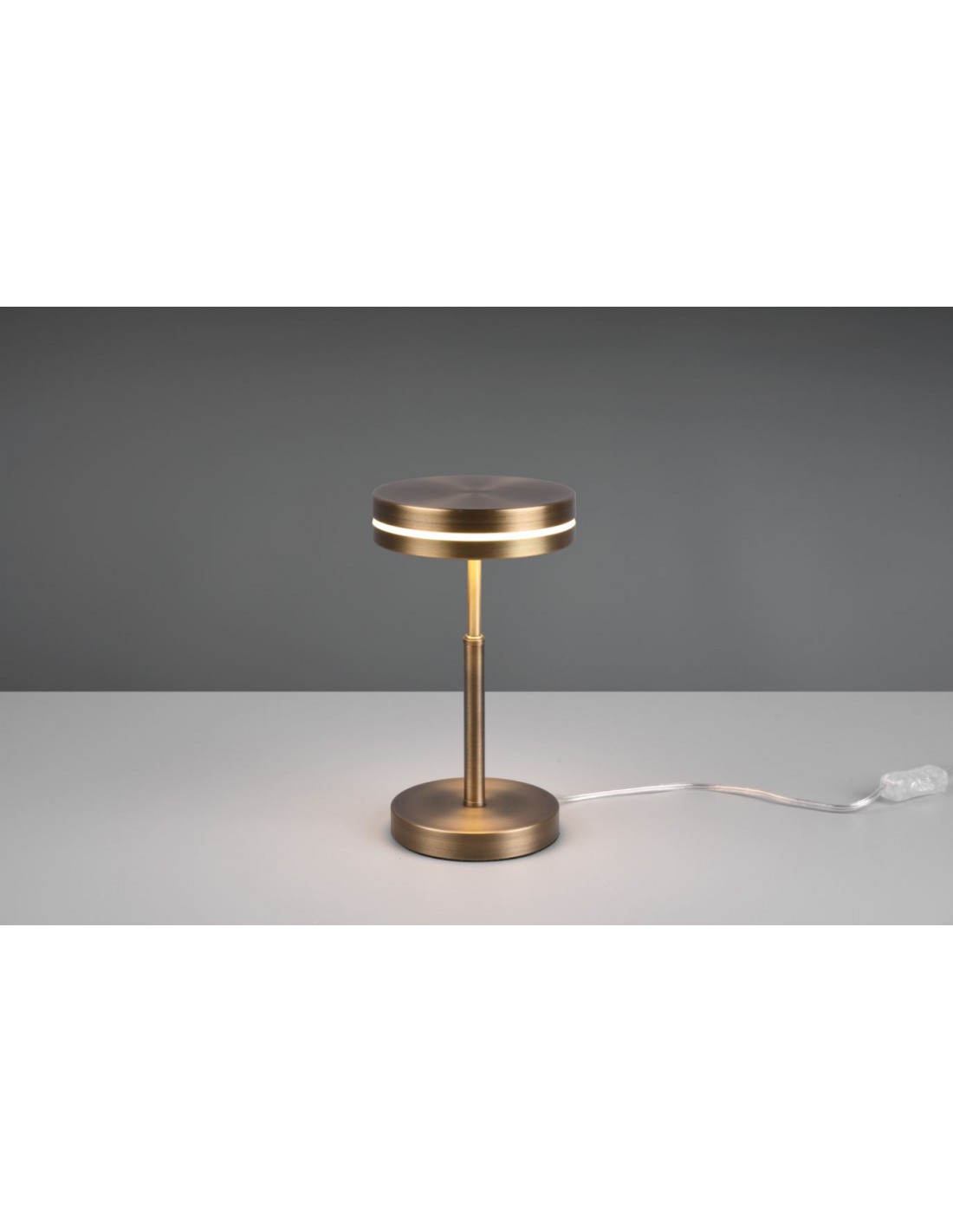 foto del prodotto lume moderno comodino disco led ottone invecchiato franklin trio lighting