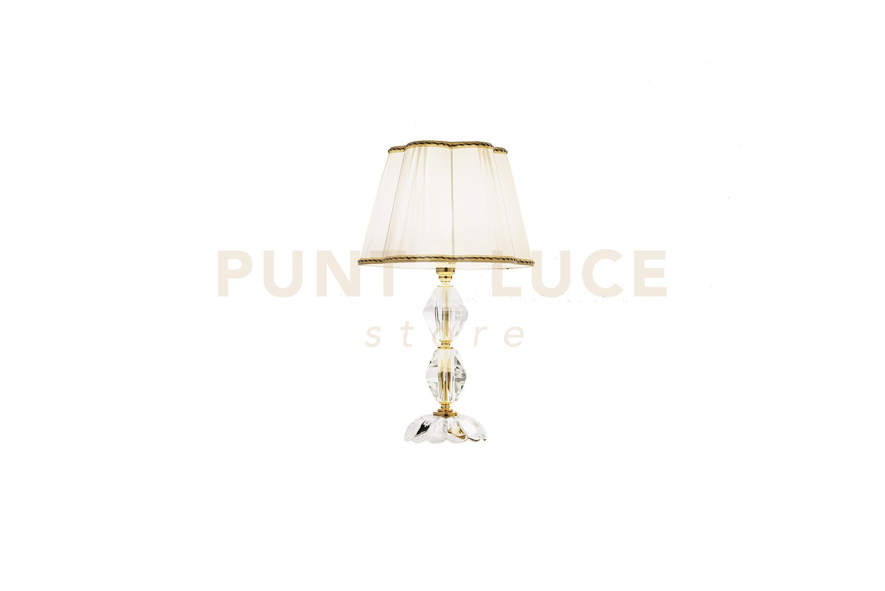 foto del prodotto lume/p brigida 1 luce attacco e14 h.27+17cm in cristallo e oro paralume avorio e oro