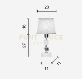 foto del prodotto lume p livia lume 1 luce ottanio trasparente e cromo attacco e14 paralume l.20cm