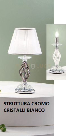 foto del prodotto lume piccolo 1306 1 luce bianco e cromo attacco e14 h.30 19cm