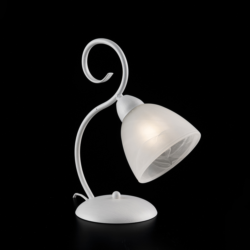 foto del prodotto lumetto 1 luce ferro batturo bianco shabby e vetro bianco serie aurelio