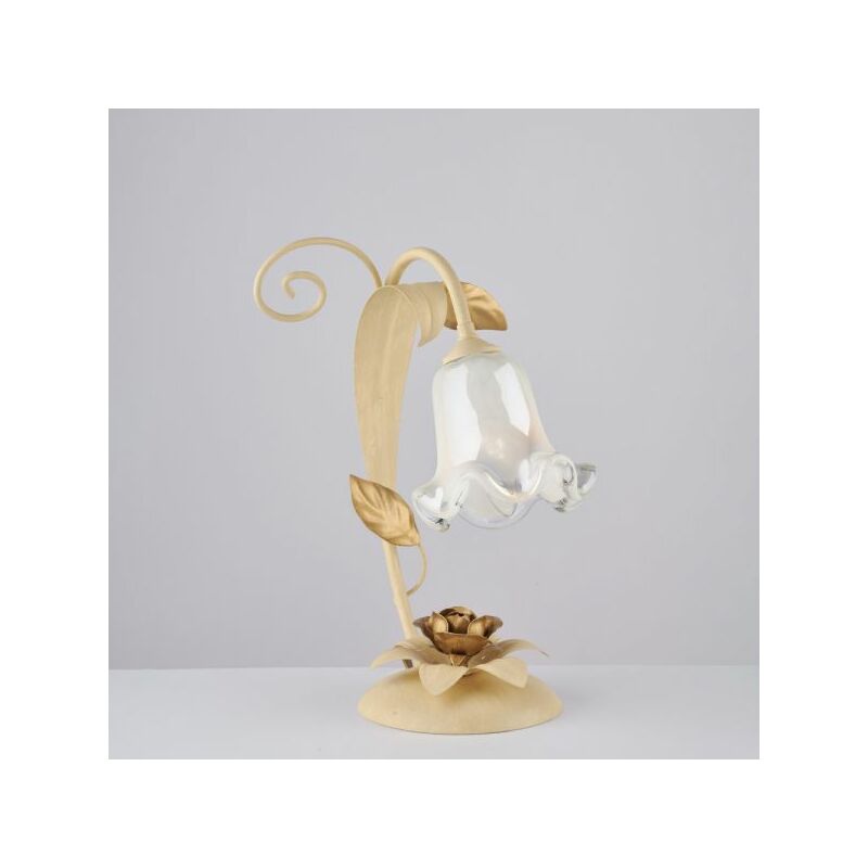 foto del prodotto lumetto arte povera cesto metallo avorio e oro 1 luce e14