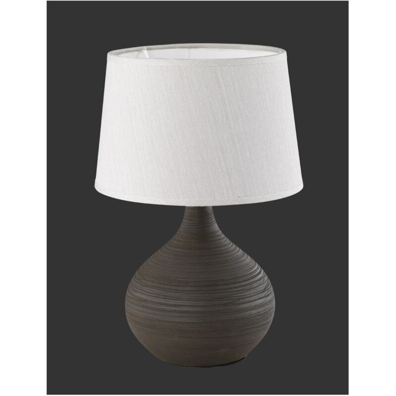 foto del prodotto lumetto ceramica marrone e paralume cappuccino martin trio lighting