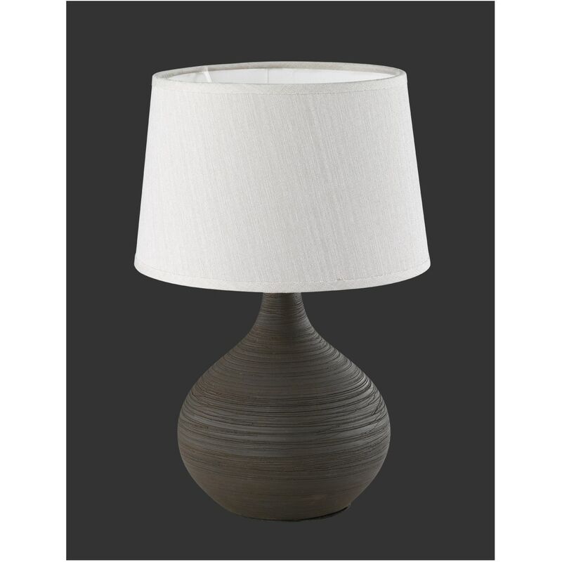 foto del prodotto lumetto ceramica marrone e paralume cappuccino martin trio lighting