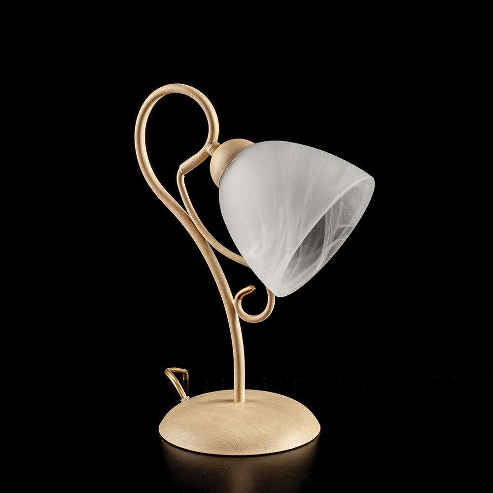 foto del prodotto lumetto classico 1 luce ferro avorio decap e vetro bianco serie antico
