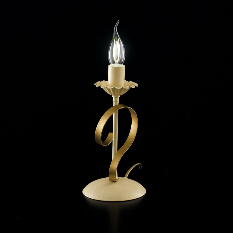 foto del prodotto lumetto classico 1 luce ferro battuto avorio e oro serie bandolo