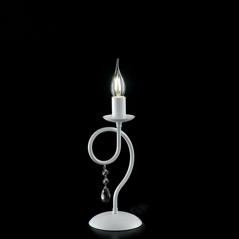 foto del prodotto lumetto classico 1 luce ferro bianco shabby e cristalli serie elegant