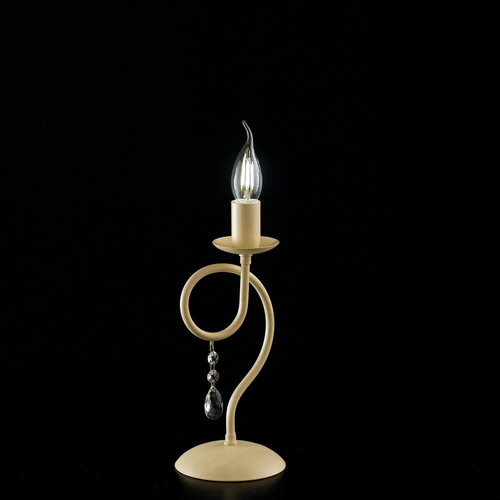 foto del prodotto lumetto classico 1 luce ferro decap avorio e cristalli serie elegant