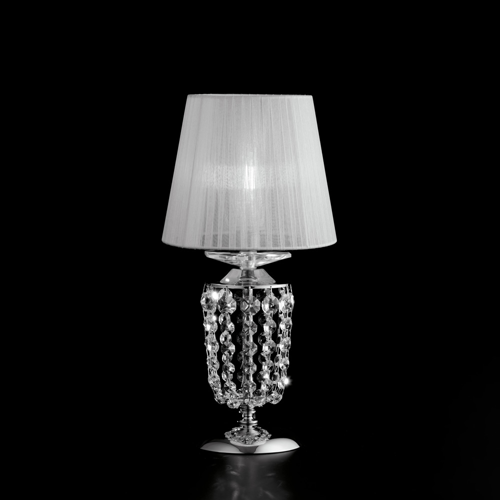 foto del prodotto lumetto classico mozart metallo cromo e cristallo 1 luce e14