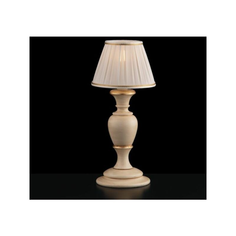 foto del prodotto lumetto in legno avorio e oro 1 luce con paralume dm.20 fiorenza