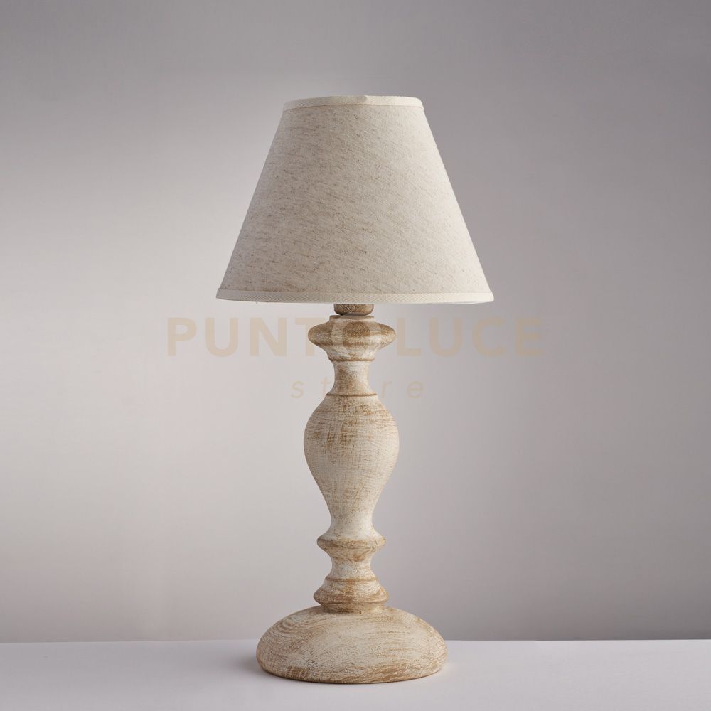 foto del prodotto lumetto in legno bianco e tortora 1 luce paralume dm.20 cascina