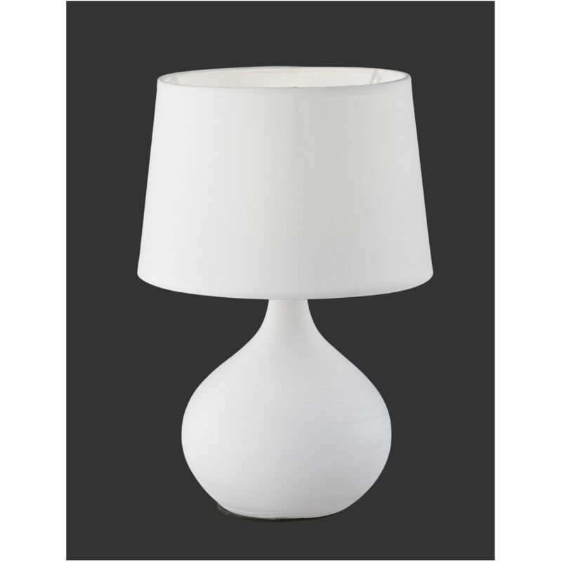 foto del prodotto lumetto moderno bianco base ceramica con paralume martin trio lighting