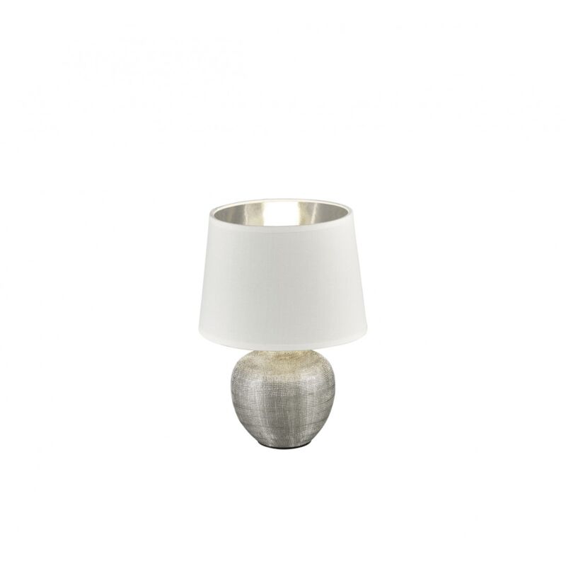 foto del prodotto lumetto moderno ceramica argento paralume bianco luxor 18 cm trio lighting