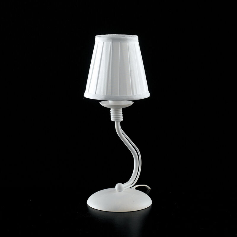 foto del prodotto lumetto provenzale fiammingo 1 luce ferro e paralumi bianco serie rustico
