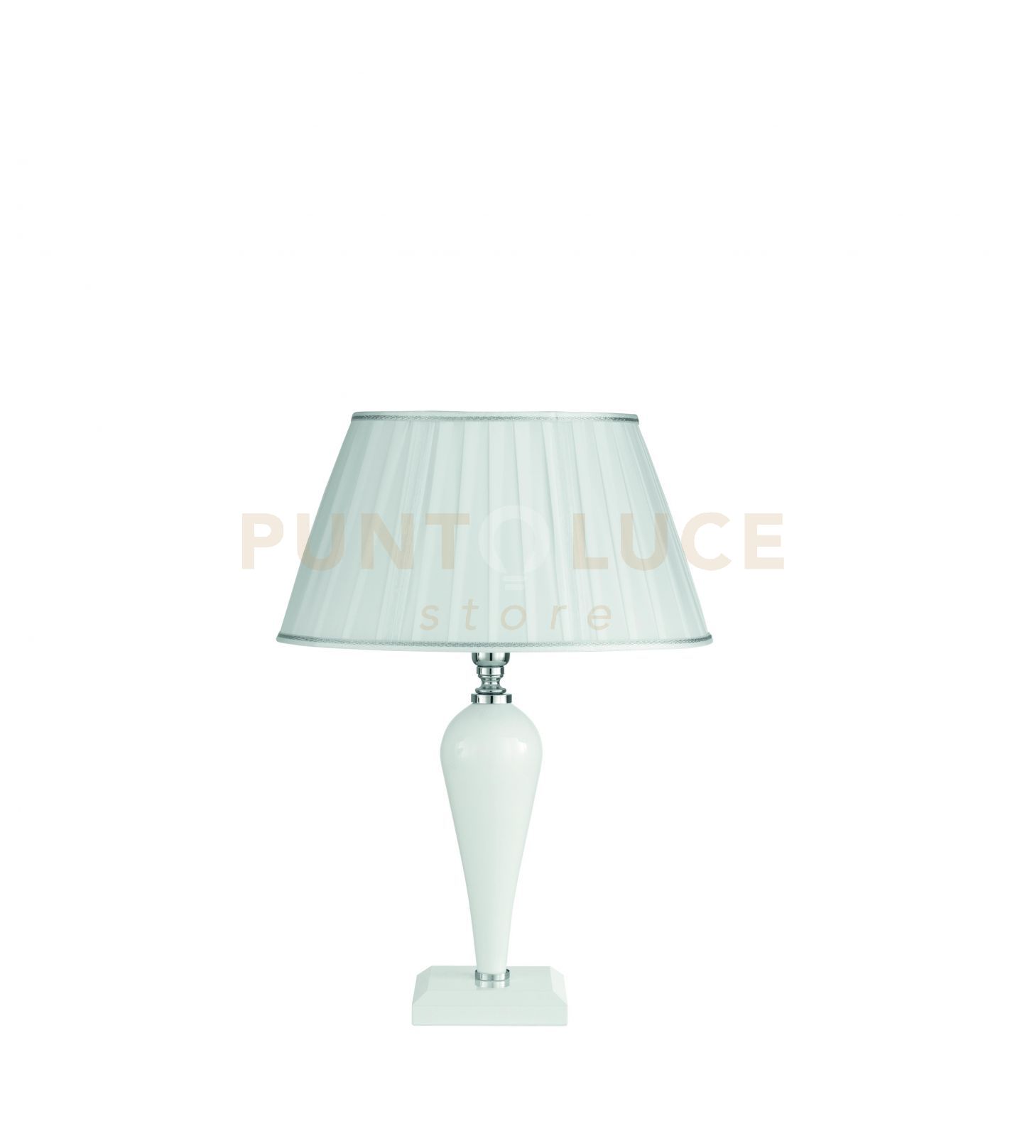 foto del prodotto lumetto ravel bianco e cromo attacco e14 1 luce h. 29+17cm