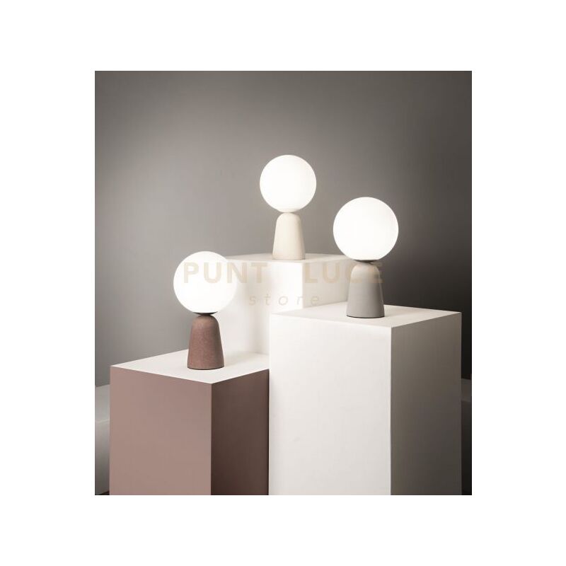 foto del prodotto lumetto rock rosso con vetro bianco 1 luce attacco e14 d.15cm