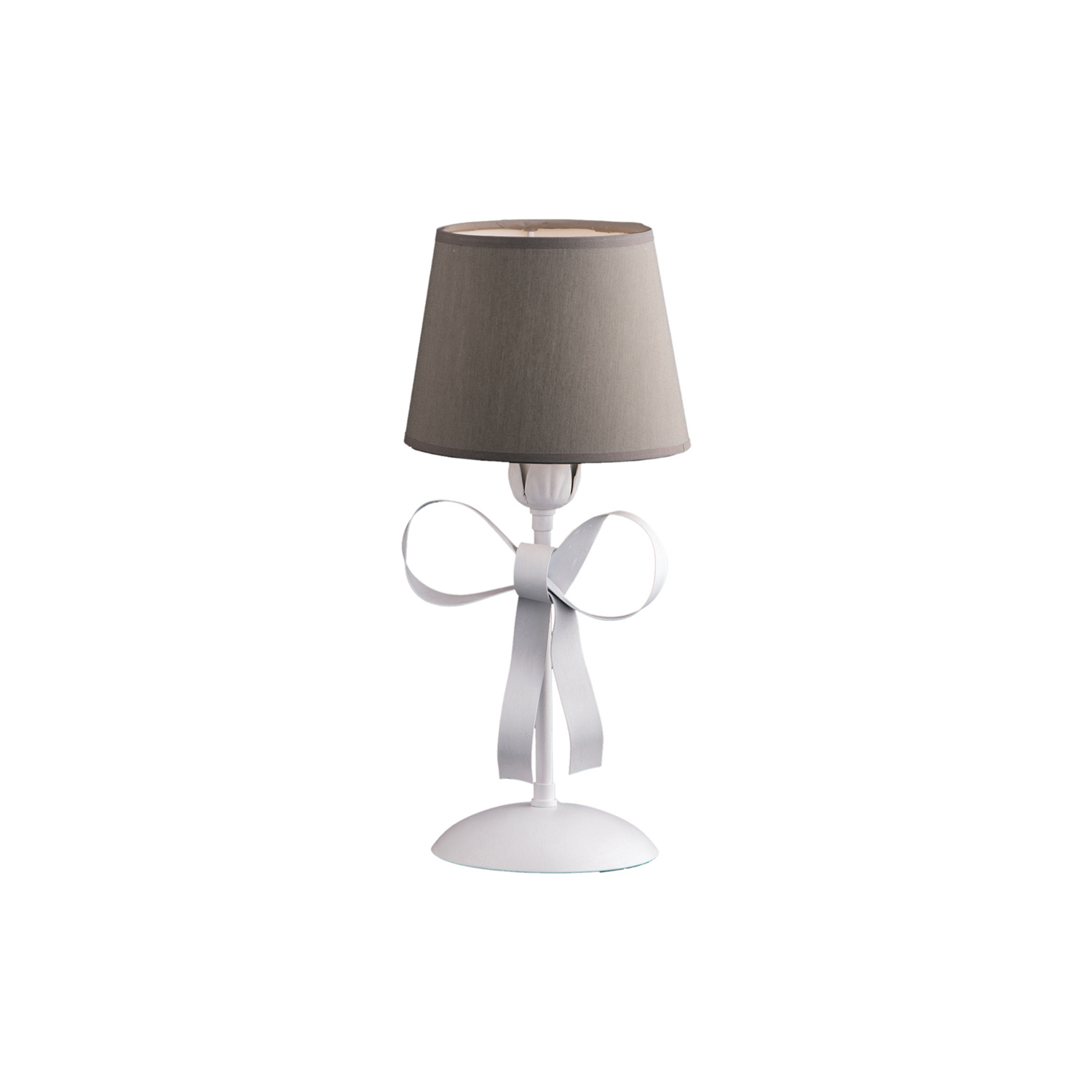 foto del prodotto lumetto shabby chic lucy bianco 1 luce paralume tortora