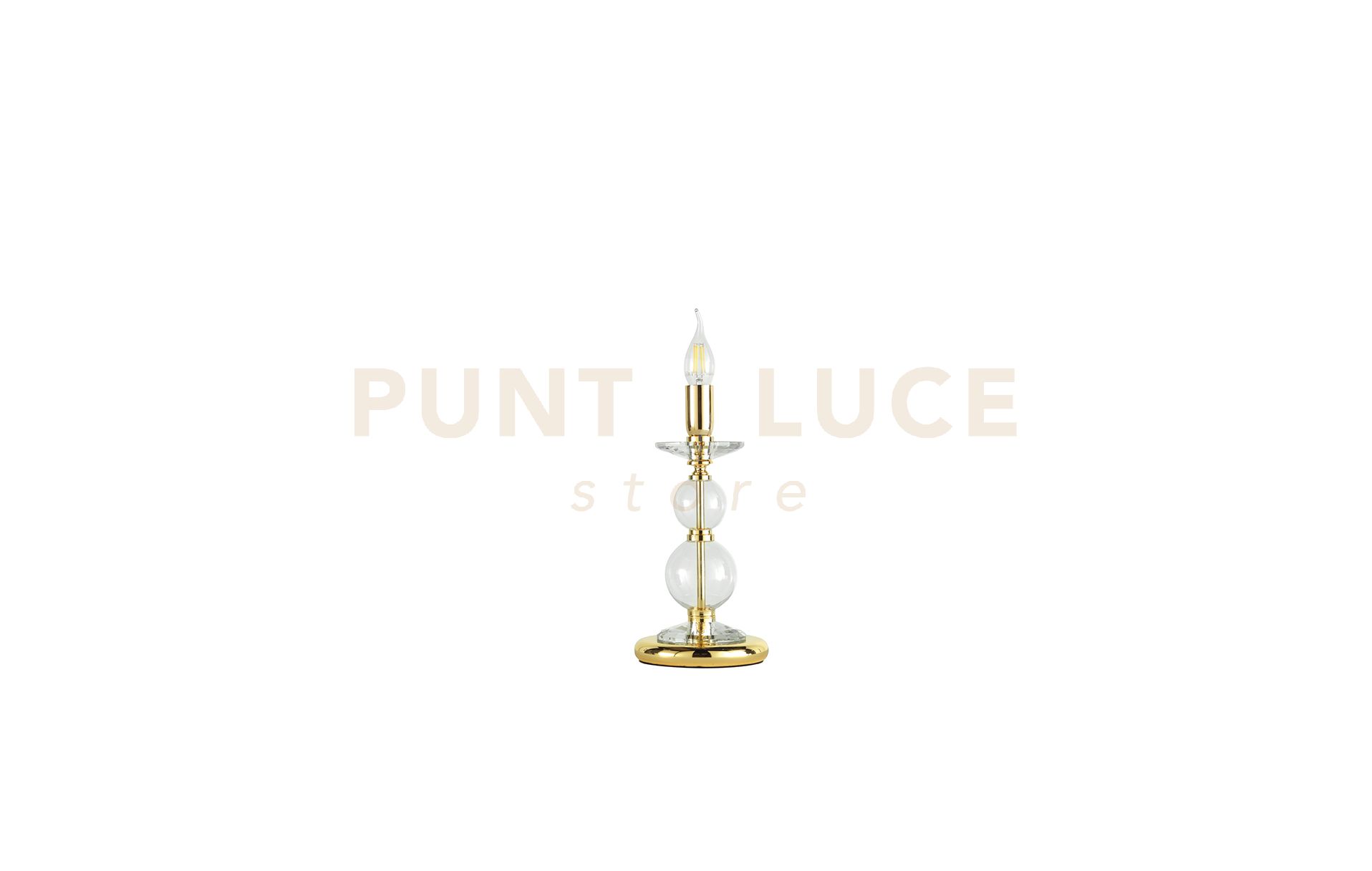 foto del prodotto lumetto vivaldi 1 luce trasparente oro attacco e14 d.14cm