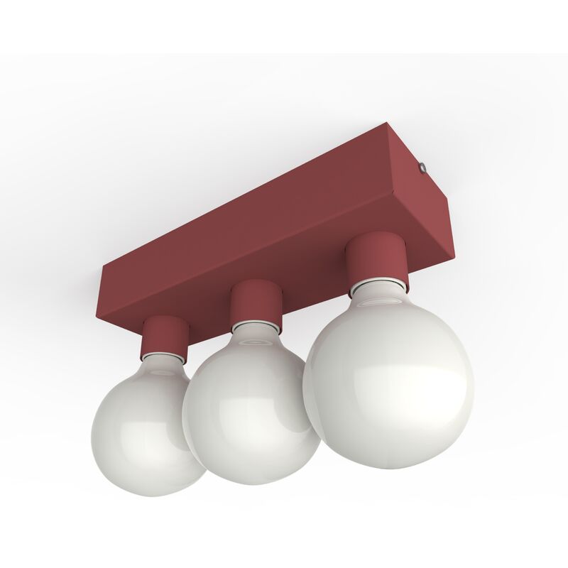 foto del prodotto lumicom boston l plafoniera, 3xe27, max 42w, metallo, rosso cowhide, 10x30cm