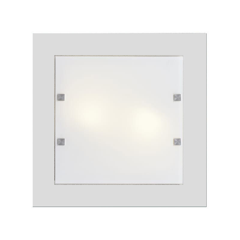 foto del prodotto lumicom - brook plafoniera, 2xe27, max 42w, metallo/vetro, bianco opaco, 40x40cm