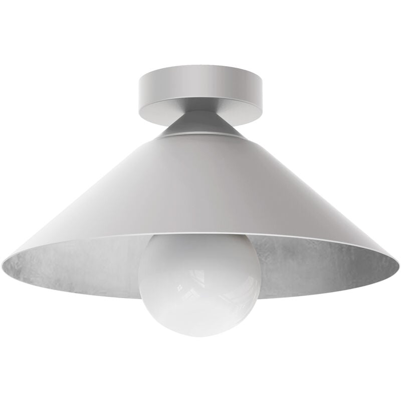 foto del prodotto lumicom - chapeau plafoniera, 1xe27, max 42w, metallo, bianco opaco foglia argento, d25cm