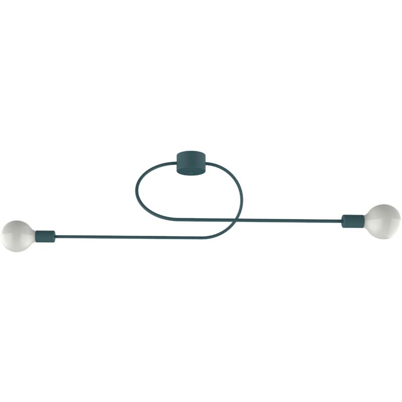 foto del prodotto lumicom duetto plafoniera, 2x e27, max 42w, metallo, blu mediterraneo, l100cm