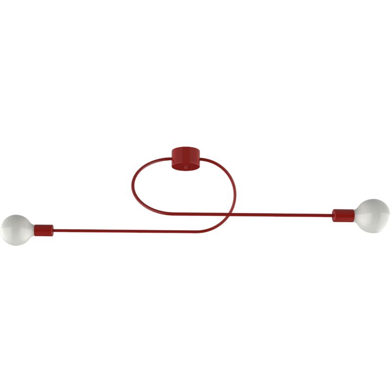 foto del prodotto lumicom duetto plafoniera, 2x e27, max 42w, metallo, rosso lucido, l100cm