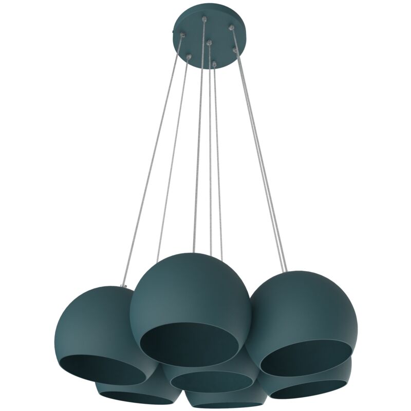 foto del prodotto lumicom joe sospensione, 7x e27, max 42w, metallo, blu mediterraneo, d.25cm
