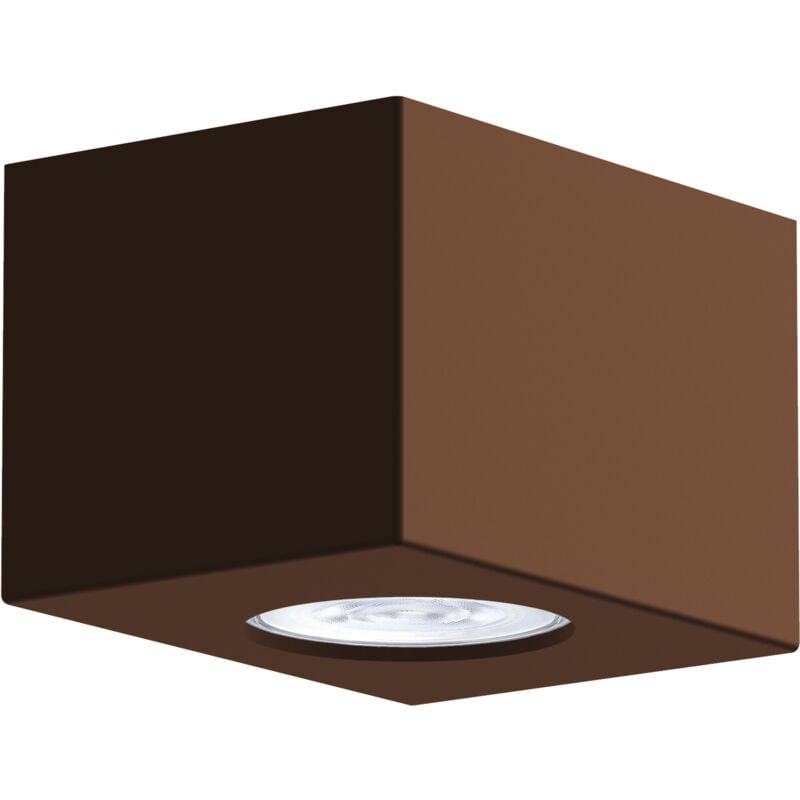 foto del prodotto lumicom manhattan s plafoniera, 1x gu10, max 33w, metallo, marrone corten, 10x10cm
