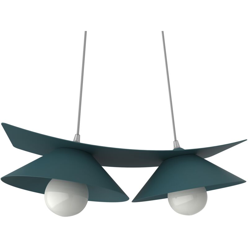 foto del prodotto lumicom miller sospensione, 2x e27, max 42w, metallo, blu mediterraneo, l.27cm