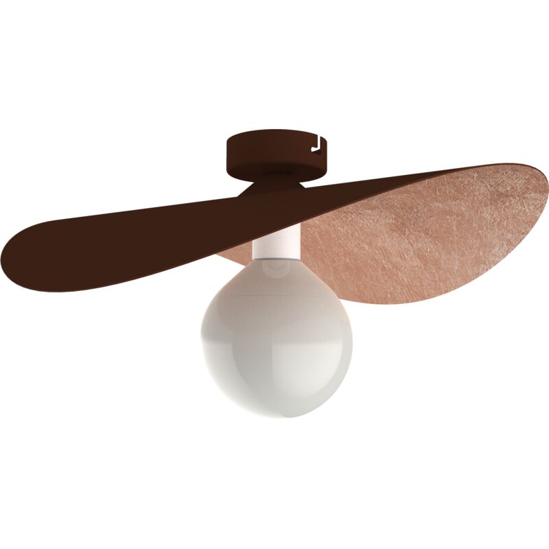 foto del prodotto lumicom piuma plafoniera, 1x e27, max 42w, metallo, marrone corten foglia rame, d.40cm