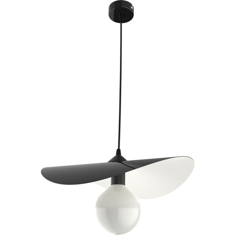 foto del prodotto lumicom piuma sospensione, 1x e27, max 42w, metallo, nero lucido bianco, d.40cm