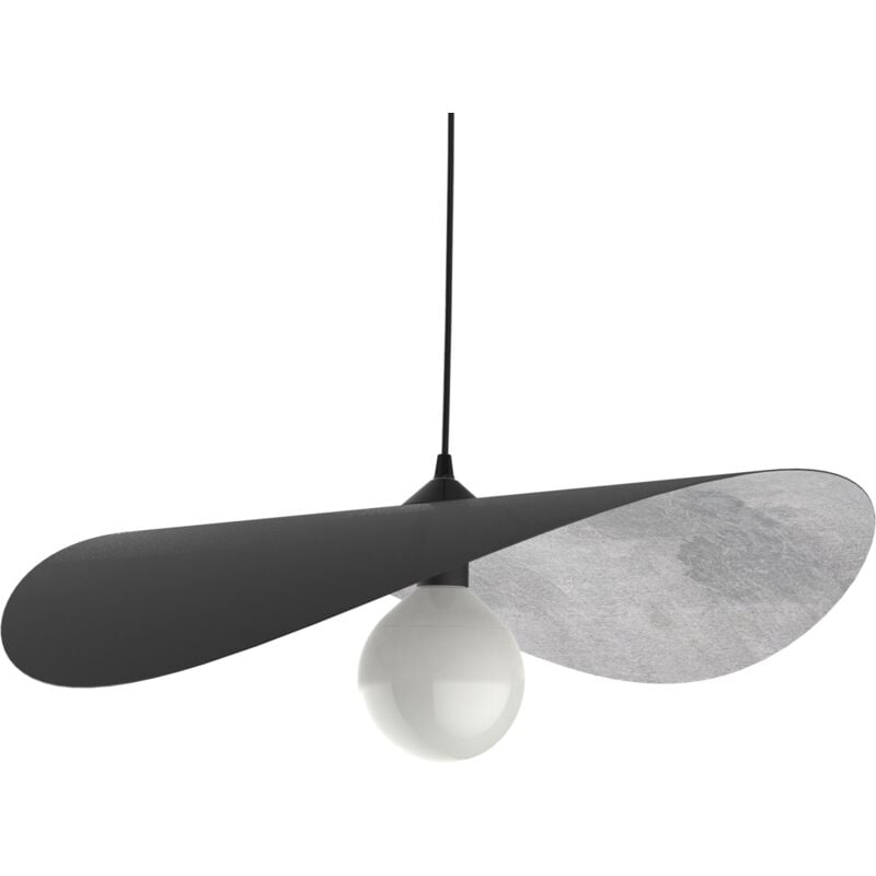 foto del prodotto lumicom piuma sospensione, 1x e27, max 42w, metallo, nero opaco foglia argento, d.60cm