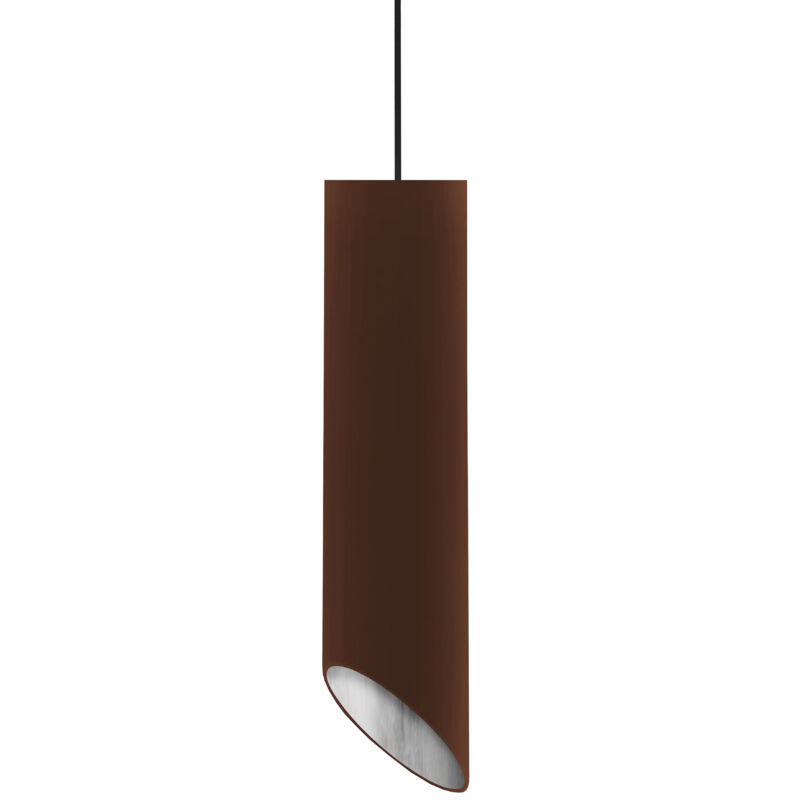 foto del prodotto lumicom rond coup sospensione, 1x gu10, max 33w, metallo, marrone corten arancione, d.6cm x h30cm