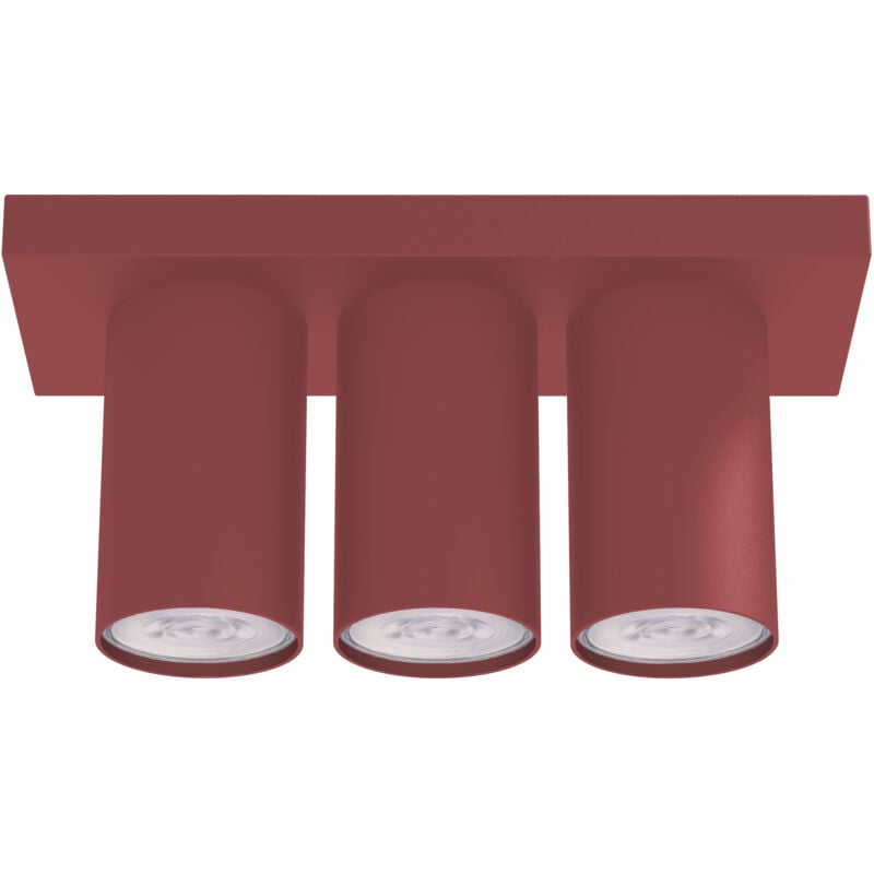 foto del prodotto lumicom rond plafoniera, 3x gu10, max 33w, metallo, rosso cowhide, d.6cm x l25cm