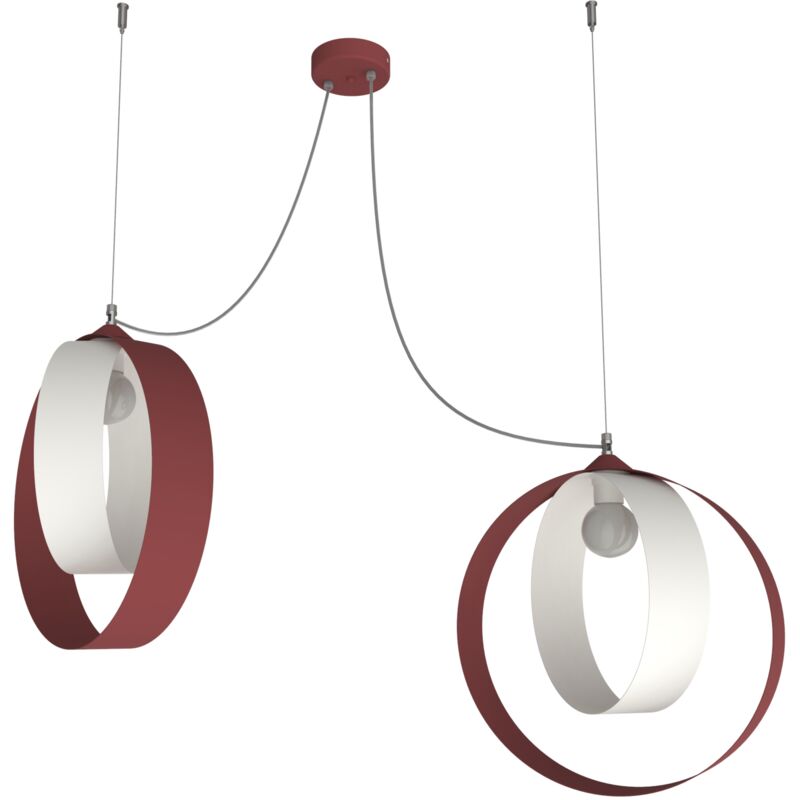 foto del prodotto lumicom shell sospensione, 2x e27, max 42w, metallo, rosso cowhide bianco, d.40