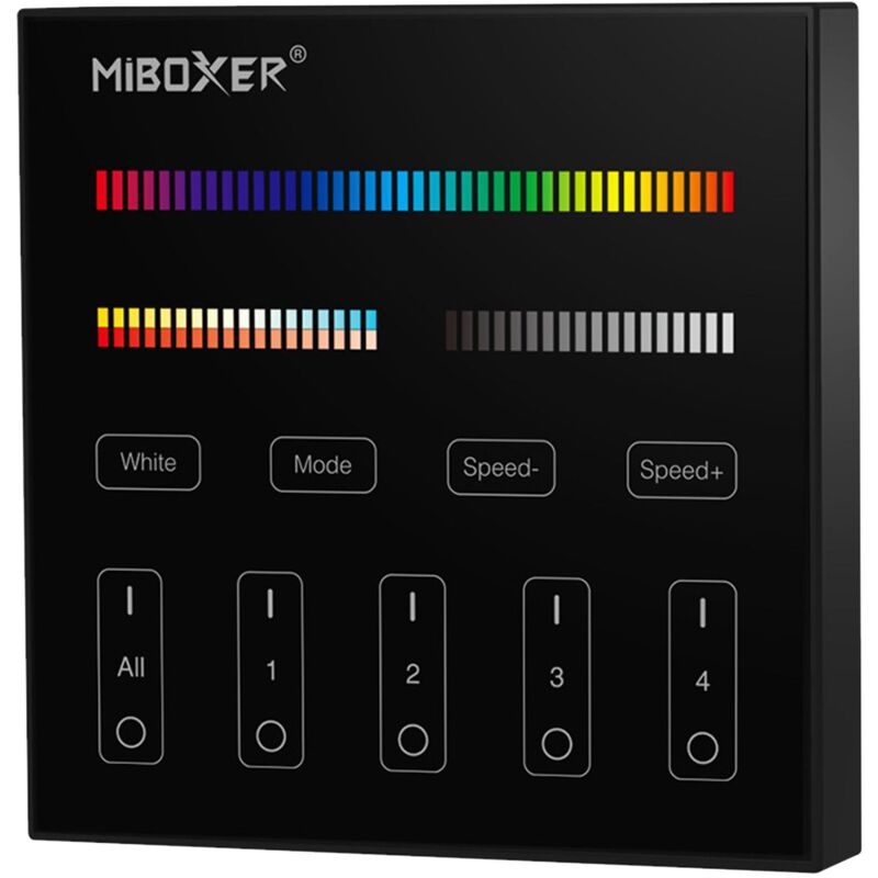 foto del prodotto lumihome pannello di controllo touch rgb cct 4 zone nero milight