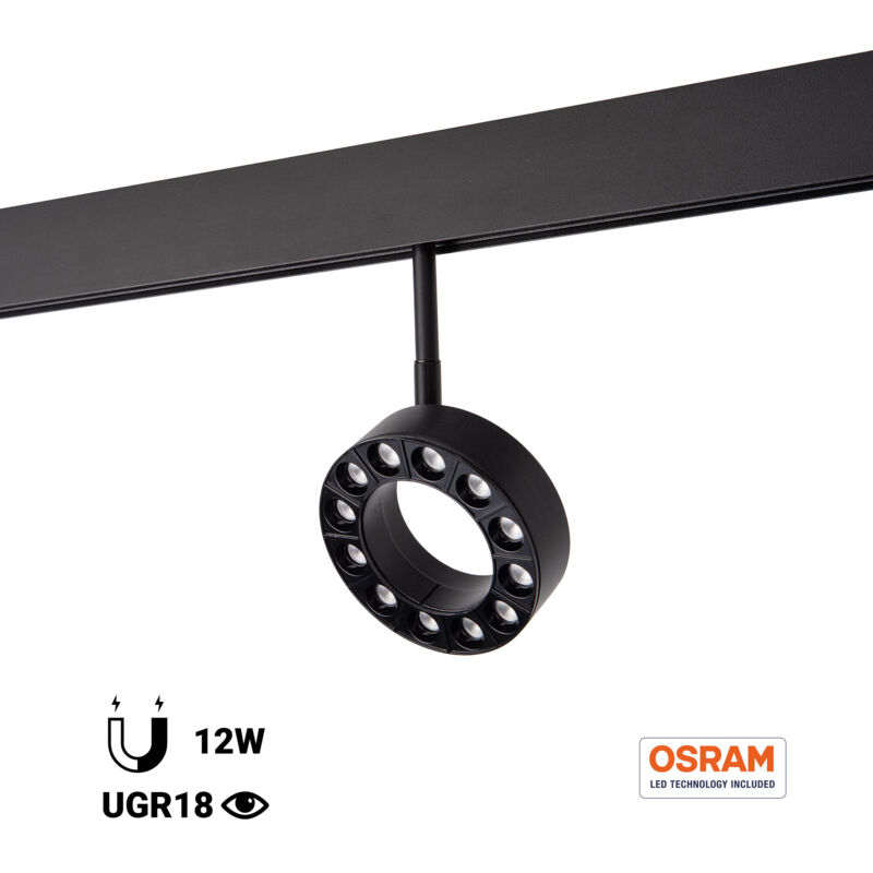 foto del prodotto luminaria circolare led per binario magnetico 48v 11,5cm 12w