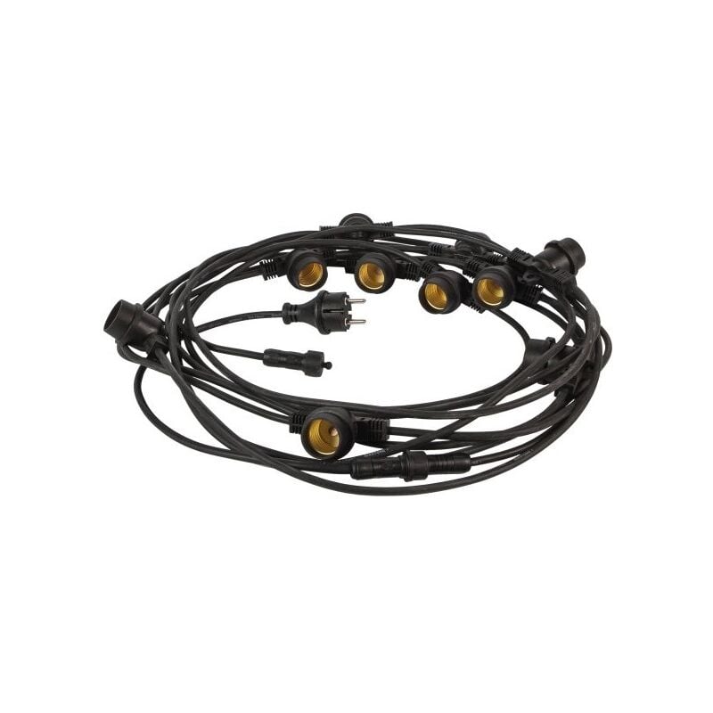 foto del prodotto luminaria prolungabile 10m h05rn-f con 10 portalampade e27, colore nero