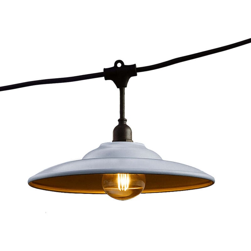 foto del prodotto lumisky ghirlanda con paralume in acciaio 6m 10xe27 bowl galva light
