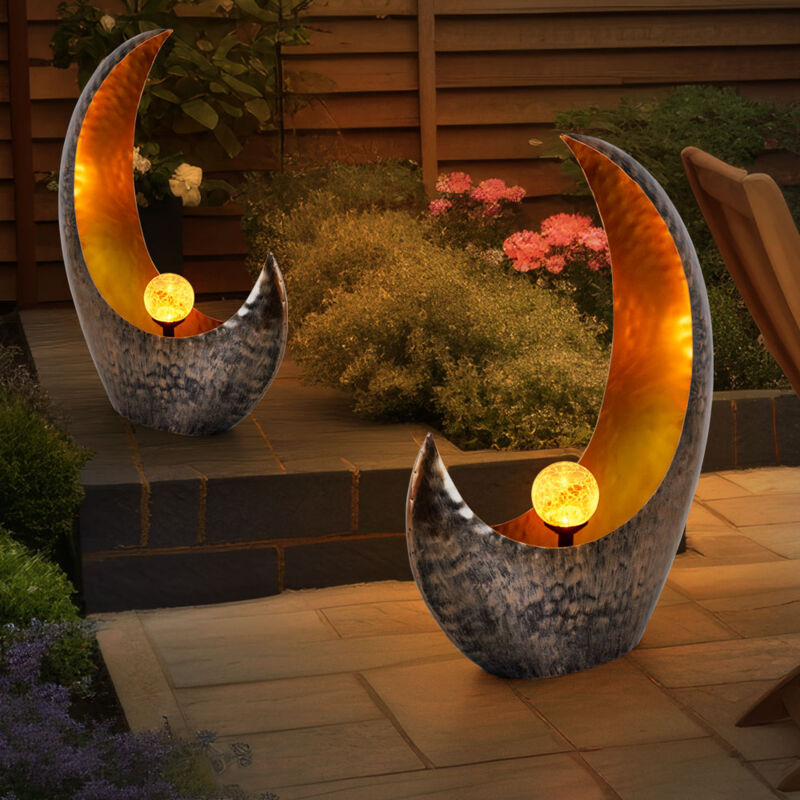 foto del prodotto luna crescente luce solare solare decorazione giardino esterno lampada a led decorazione giardino esterno lampada da patio, effetto luce in piedi, 1x