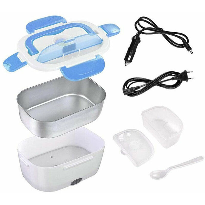 foto del prodotto lunch box elettrico da 75 w per auto, camion, ufficio, scuola ciotola riscaldante in acciaio inox 3 in 1 12 v, 24 v e 220 v contenitore per pasti