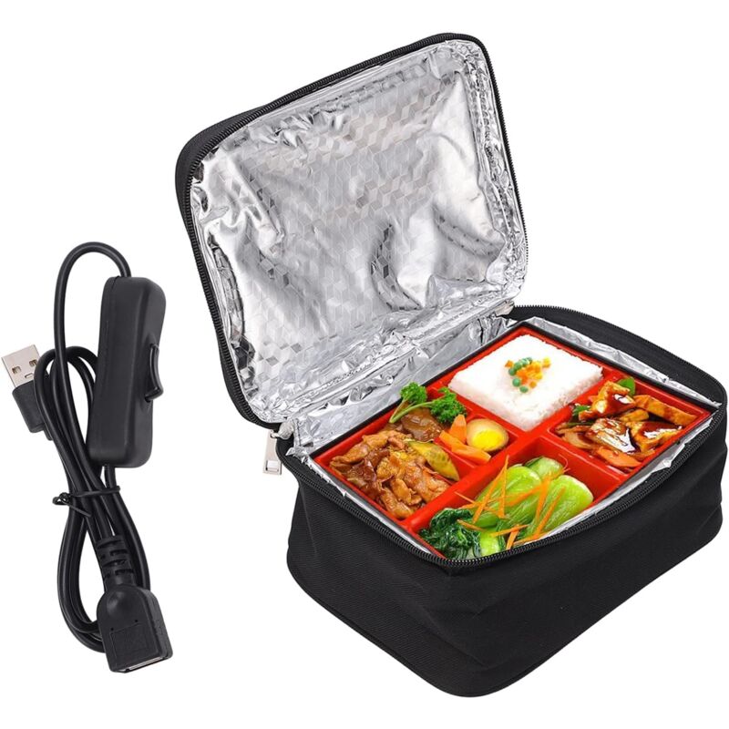 foto del prodotto lunch box riscaldabile portatile, contenitore per il pranzo riscaldato tramite usb, con rivestimento in alluminio per ufficio, picnic sollbry