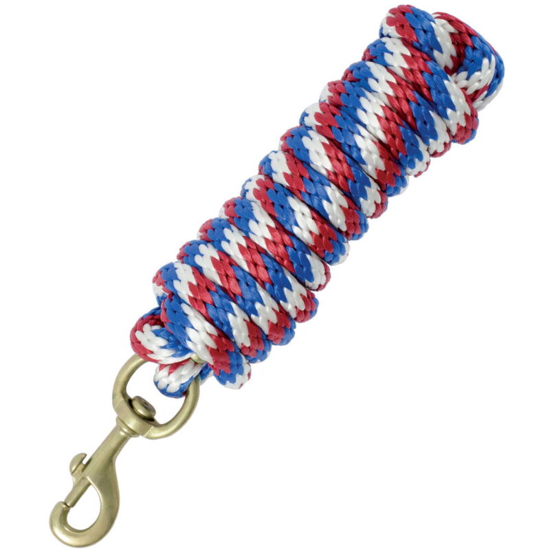 foto del prodotto lunghina per cavalli in nylon morbido tricolore con moschettone colore ottone america usa flag