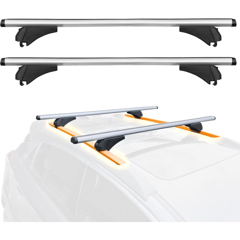 foto del prodotto lupex shop barreda tetto portapacchi universali trasversali, regolabile e con serratura antifurto, confezione da 2, nero argento 125 cm 