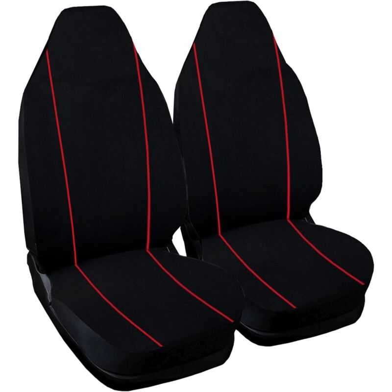 foto del prodotto lupex shop - coppia coprisedili anteriori per auto smart.1s (w450), made in italy, con copri poggiatesta, tessuto poliestere, senza logo, colore - nero refil rosso